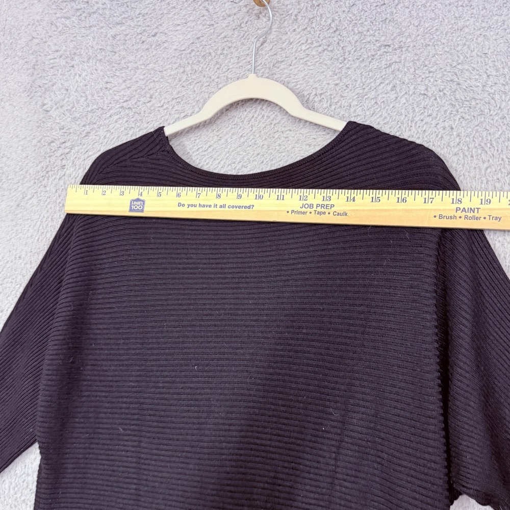 Chico's Sweater Womens 1 Black Ribbed 3/4 Dolman Sleeve Pullover Knit Top - Picture 8 of 13